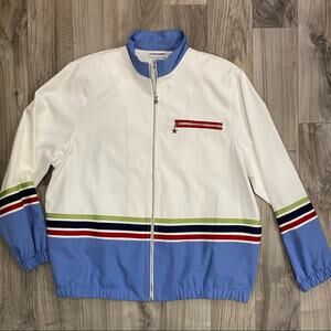 Vtg Alfred Dunner Nautical Colorblock Windbreaker 16W - Star Zipper Pulls - Mint